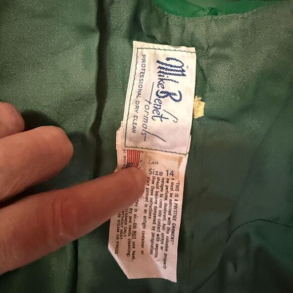 Mike Benet Formals Gorgeous Vintage 70s Emerald Green Chiffon Long Dress Size 14 - Picture 6 of 11